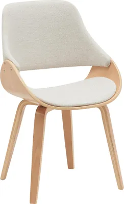 Produktbild von CLP Esszimmerstuhl gepolstert mit Rückenlehne Vangale, Design-Stuhl Gestell aus Bugholz, moderner Schalenstuhl für Wohnzimmer, Farbe: natur/creme, Material: Stoff