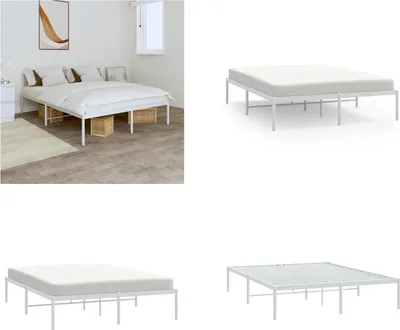 Produktbild von vidaXL Bettgestell Metall Weiß 140x190 cm - Bettgestell - Bettgestelle - Bettrahmen - Bett