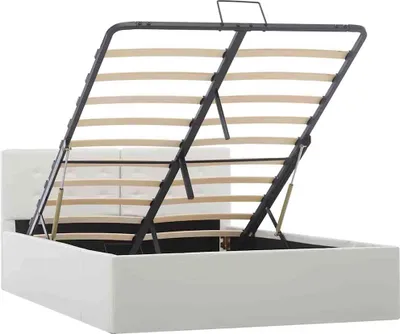 Produktbild von vidaXL Úložná posteľ Hydraulic White Faux Leather 120 × 200 cm