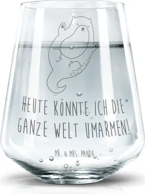 Produktbild von Mr. & Mrs. Panda Glas Otter Umarmen - Transparent - Geschenk, Wasserglas, getränkebecher, Seeotter See, Trinkglas, Becherglas, Tumbler, glücklich, gut Gelaunt, Hallo