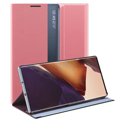 Obrázek produktu pro Galaxy Note 20 Ultra Pouzdro, Slim Flip Kožené Pouzdro s Okénkem a Stojánkem pro Samsung Galaxy Note 20 Ultra Růžový
