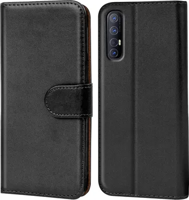 Produktbild von Conie Klapp Tasche für OPPO Find X2 Neo Kartenfach Rundumschutz Hülle in Schwarz
