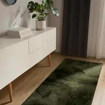 Furry-Fellteppich, olivgrün, 70x200 cm, rechteckig, weich