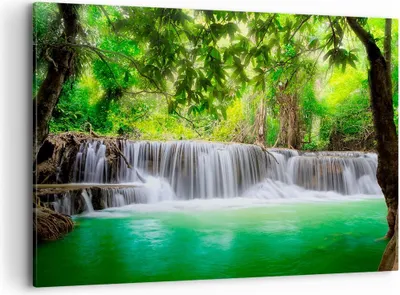 Produktbild von Bild auf Leinwand - Leinwandbild - Wasser Park Natur Landschaft - 120x80cm - Wand Bild - Wanddeko - Leinwanddruck - Bilder - Kunstdruck - Wanddekoration - Leinwand bilder - Wandkunst - AA120x80-2502