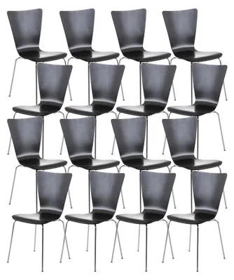 Produktbild von CLP 16er Set Besucherstuhl Aaron mit Holzsitz und Metallgestell schwarz