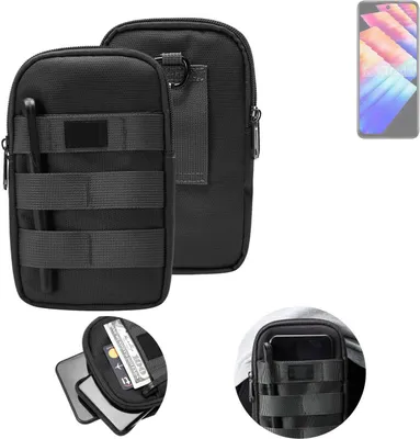 Produktbild von K-S-Trade Holster Gürtel Tasche kompatibel mit Infinix Note 30 Play Handy Tasche Schutz Hülle dunkel-grau viele Fächer, 1x
