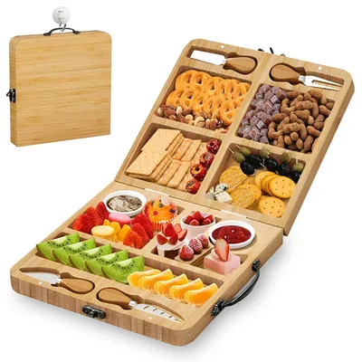 Immagine prodotto di Solidchoice - Set di taglieri in bambù pieghevoli, con 4 coltelli e 6 forchette