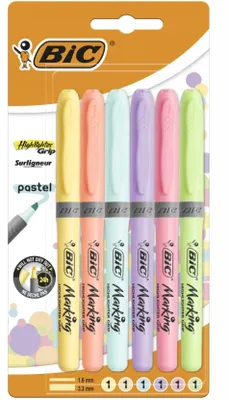 Zdjęcie produktu dla BIC Highlighter Grip Pastel zakreślacze 6 sztuk