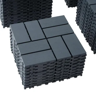 Produktbild von 44-teilig Terrassenfliesen Set 30X30cm WPC Klickfliese 4qm Balkonfliesen Terrassenfliesen Holzoptik Fliese Terrassendielen Balkon, Grau