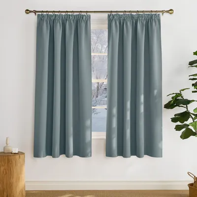 Immagine prodotto di Tende oscuranti, confezione da 2, 175 x 140 cm, color grigio-blu, con balza arricciata