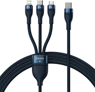 Zdjęcie produktu dla Baseus Flash Series II kabel USB Typ C / USB Typ C / Lightning / micro USB 100 W 1,5 m niebieski (CASS030203)
