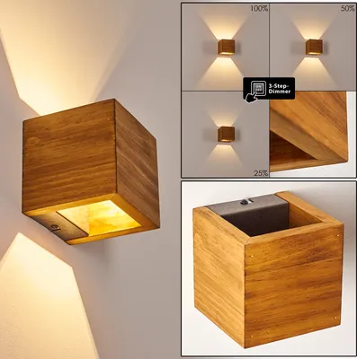 Produktbild von Volano »Volano« LED Wandlampe dimmbare aus Holz/Metall in Braun/Grau