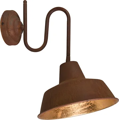 Produktbild von QAZQA - Landhaus I Vintage Industrie I Vintage I Wandleuchte Rost mit glänzender Innenseite - Fabrik I Wohnzimmer I Schlafzimmer - Stahl Rund - LED geeignet E27
