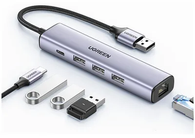 Produktbild von Ugreen 60554, Kabelgebunden, USB 3.2 Gen 1 (3.1 Gen 1) Type-C, Grau, ChromeOS