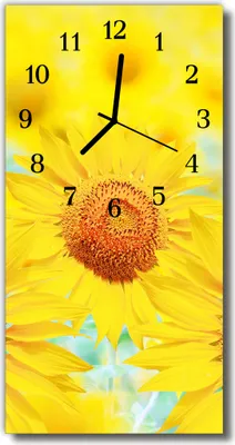 Produktbild von Tulup Glasuhr Wanduhr Küchenuhr Echt-Glas 30x60 Sonnenblume Gelb
