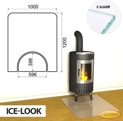 Produktbild von AKTION ! Kaminbodenplatte & Funkenschutzplatte - Funkenschutz für Kamin & Ofen - geteilte Saisonplatte Vancouver - Ice-Look