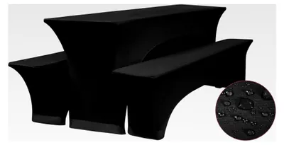 Produktbild von 3er-Set Elastische Biertischhussen, Schwarz, Wasserdicht, für Tischbreite 50 cm, Bierzeltgarnituren 220 x 50 x 70 cm, für Gartenmöbel-Abdeckungen