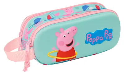 Zdjęcie produktu dla Świnka Peppa zielono-różowa 21 x 8 x 6 cm Podwójna wielofunkcyjna torba 3D