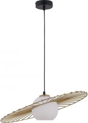 Immagine prodotto di Lampada a sospensione decorativa industriale minimalista in oro con paralume in vetro bianco Sol 1xE27 15W Sigma Lighting