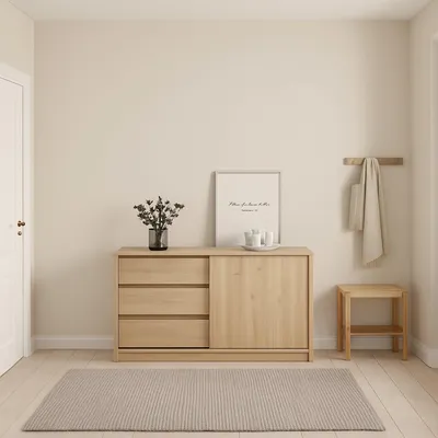 Image de Bebinca - Buffet, 119x50x76h cm Chêne Brun, 3 Tiroirs
