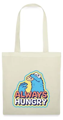 Produktbild von Spreadshirt Sesamstraße Krümelmonster Always Hungry Stoffbeutel, One size, Natur