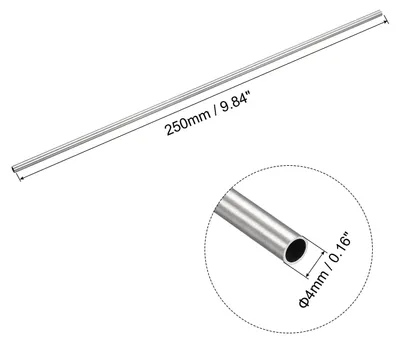 Produktbild von 250mm L?nge Edelstahlrohr 4mm Au?endurchmesser, Nahtlose Gerade Rohr 0,5mm Wandst?rke, 316 Edelstahl Rundrohr fš¹r Industrie Bauwesen Garten Haushalt Basteln Dekoration
