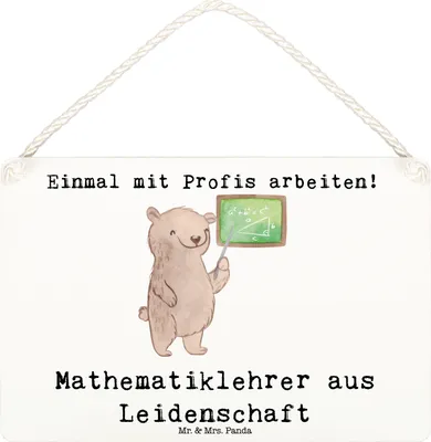 Produktbild von Mr. & Mrs. Panda Schild Mathematiklehrer Leidenschaft DIN A6 - Weiß - Geschenk, Lustig, wandtafel, Witzig, Matheunterricht, holzbild, kleine aufmerksamkeit, Türschild