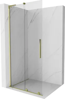 Obrázek produktu pro Mexen Velar L posuvná sprchová stěna Walk-in 90 x 200 cm, transparentní 8 mm, zlatá - 871-090-003-03-50