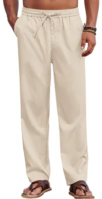 Produktbild von Herren Sommerhose Kordelzug Casual Atmungsaktiv Strand Beige XXL