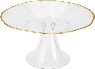 Produktbild von Tortenständer aus Glas auf goldenem Bein 21 cm