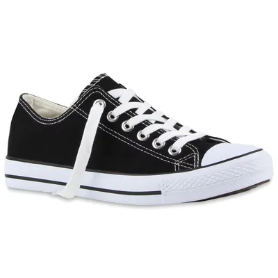 Produktbild von Mytrendshoe Herren Sneakers Low Basic Turnschuhe Bequeme Freizeit Schuhe 79444, Farbe: Schwarz, Größe: 36