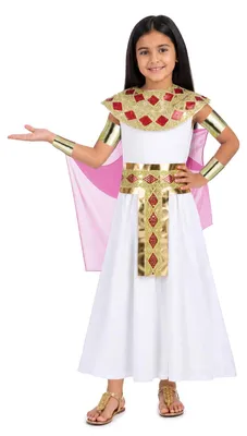 Produktbild von Cleopatra Kostüm Größe 110, Prinzessinnenkleid mit Umhang und Accessoires, rosa, für Karneval