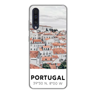 Produktbild von MuchoWow® Handyhülle Schutzhülle Hülle für Samsung Galaxy A50 Portugal - Europa - Rot - Silhouette Silikon Softcase Handy Hülle - Mobiltelefonhülle