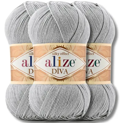 Productafbeelding van Alize 3x 100 gram Diva wol, effen kleur, geschikt voor haken en breien (496)