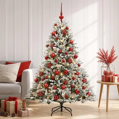 Imagen del producto de Árbol de Navidad artificial con adornos navideños, 150 cm, 150 luces LED