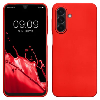 Produktbild von kwmobile Handyhülle für Samsung Galaxy A26 5G Hülle - Silikon Case metallisch schimmernd - Schutzhülle Cover - Metallic Dunkelrot