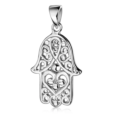Produktbild von MATERIA by Matthias Wagner Hand der Fatima Kettenanhänger 925 Silber Damen rhodiniert wahlweise mit Kette KA-511-Silber
