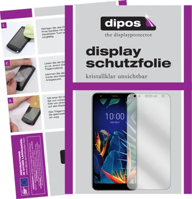 A collage of images showing instructions for applying a screen protector and a product shot of the screen protector next to a phone.