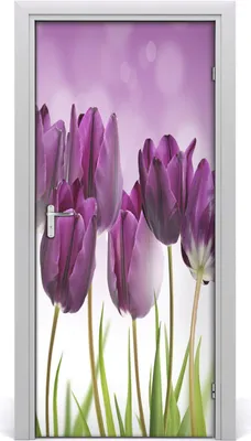 Produktbild von Tulup Türaufkleber 95x205 cm Dekorative Aufkleber Selbstklebend Wasserdichte Tapete Abnehmbar Schlafzimmer Wohnzimmer Wohnkultur - lila Tulpen