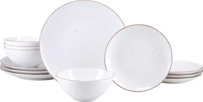 Produktbild von CreaTable, 24814, Vintage Nature Weiss, Tellerset 12-tlg, Porzellan
