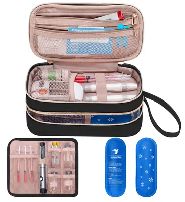 Insulin-Kühltasche für Diabetes-Zubehör, groß, schwarz