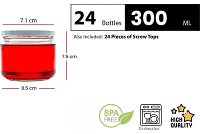 Obrázok produktu pre Omgoods – Súprava 24 vzduchotesných sklenených nádob s objemom 300 ml