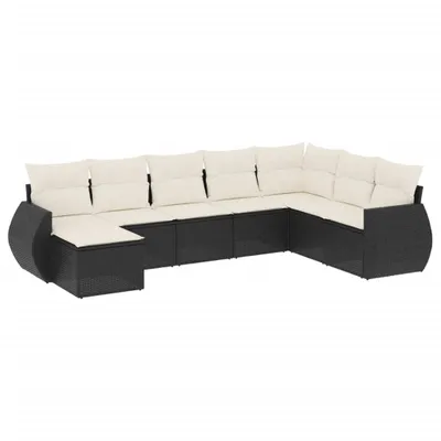 Immagine prodotto di vidaXL Set di divani da giardino a 8 pezzi con cuscini in rattan nero