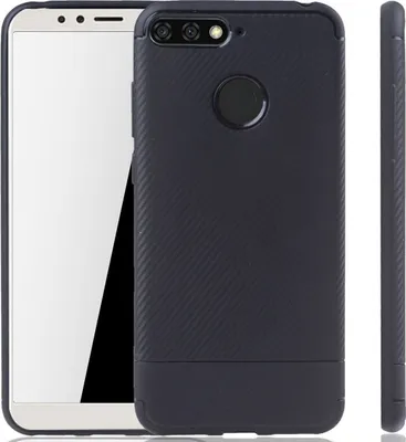 Produktbild von Huawei Y6 2018 Handyhülle Schutzcase Carbon Optik Bumper Schwarz