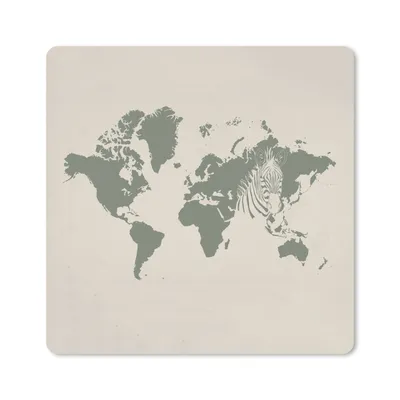 Produktbild von MuchoWow® Mauspad Mousepad Weltkarte - Zebra - Grau 30x30 cm - Mousepads - Maus Mat - Pad - Mausunterlage - Gaming