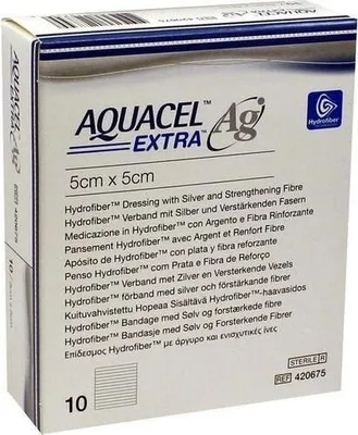 Zdjęcie produktu dla Aquacel Ag Extra – kompresy 5 x 5 cm, 10 sztuk
