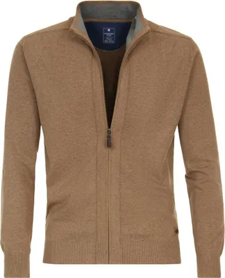 Produktbild von REDMOND Casual Herren Strickjacke Stehkragen Zipper Regular-Fit Camel 3XL
