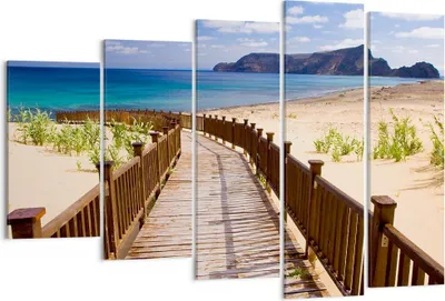 Produktbild von Bild auf Leinwand - Leinwandbild - Ozean Strand Sand Ufer - 150x100cm - Wand Bild - Wanddeko - Leinwanddruck - Bilder - Kunstdruck - Wanddekoration - Leinwand bilder - Wandkunst - EG150x100-2544