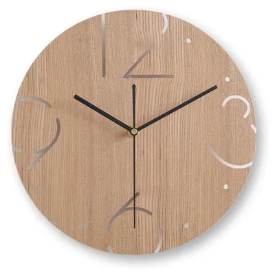 Produktbild von Wanduhr, batteriebetrieben, geräuschlos tickend, runde Holzuhr im Landhausstil
