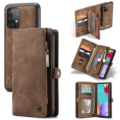 Produktbild von König Design Hülle kompatibel mit Samsung Galaxy A52 4G / 5G / A52s Kunstleder Handyhülle - Handy Case Braun